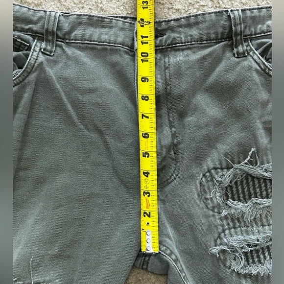 Smoke Rise Men’s 42x32 (42x30) Slim Straight Leg Distressed Green Denim Jeans - Picture 6 of 7